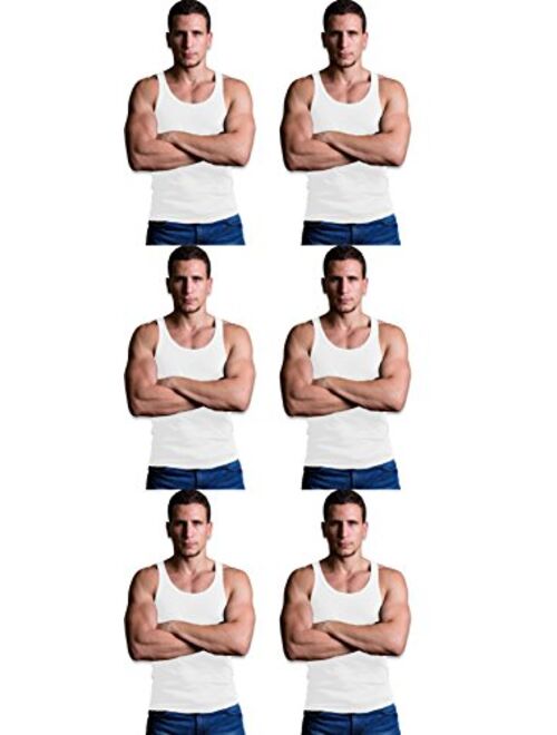 Andrew Scott Men's 6 Pack Big and Tall Man Extra Tall Long Color Tank Top A Shirt