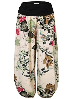 BAISHENGGT Women's Floral Print Elastic Waist Harem Pants