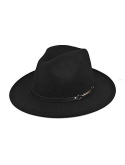 EINSKEY Womens Felt Fedora Hat, Wide Brim Panama Cowboy Hat Floppy Sun Hat for Beach Church