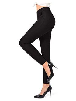 Ginasy Dress Pants for Women Stretch Pull-on Pants Ease into Comfort Office Ponte Pants