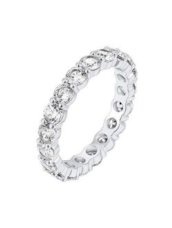 14K Gold Plated Cubic Zirconia Rings | 3.0mm Eternity Bands | Gold Rings for Women
