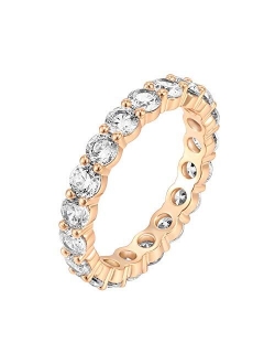 14K Gold Plated Cubic Zirconia Rings | 3.0mm Eternity Bands | Gold Rings for Women