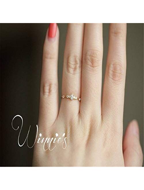 JESMING 7 Tiny Diamond Pieces of Exquisite Ring Stacking Rings for Women Small Fresh Style Ladies Cubic Zirconia Simulated Diamond Ring Jewelry | Gold Silver Rings for Wo