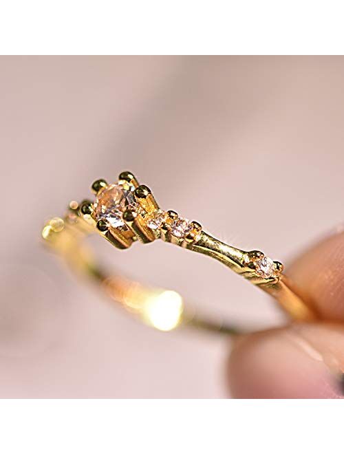 JESMING 7 Tiny Diamond Pieces of Exquisite Ring Stacking Rings for Women Small Fresh Style Ladies Cubic Zirconia Simulated Diamond Ring Jewelry | Gold Silver Rings for Wo