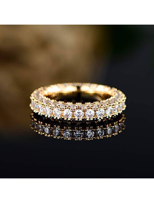 Barzel 18k White Gold or Rose Gold Plated Cubic Zirconia Eternity Band Ring Cocktail Jewelry