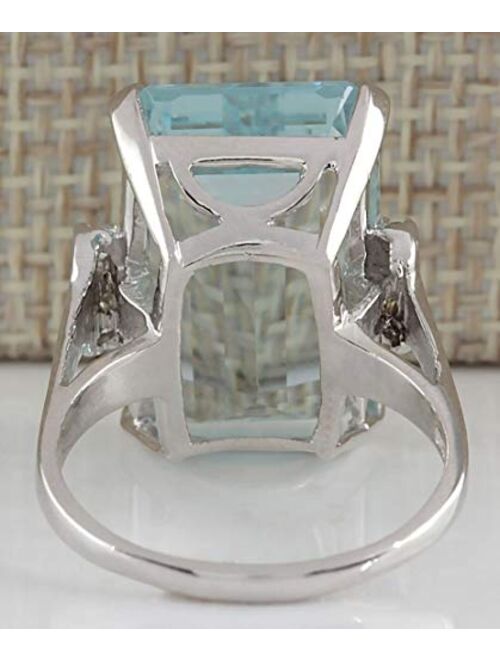 Vintage Women 925 Sterling Silver Aquamarine Gemstone Ring Wedding Jewelry Gift