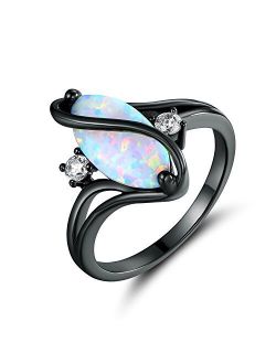 Barzel Rose Gold & White Gold Plated Created Ruby, White Fire Opal & Cubic Zirconia Accents Ring