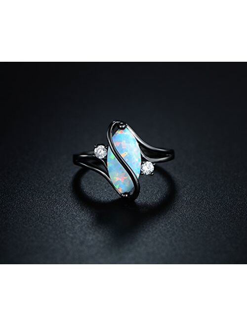 Barzel Rose Gold & White Gold Plated Created Ruby, White Fire Opal & Cubic Zirconia Accents Ring