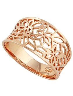 CloseoutWarehouse Sterling Silver Victorian Leaf Filigree Ring (Color Options)