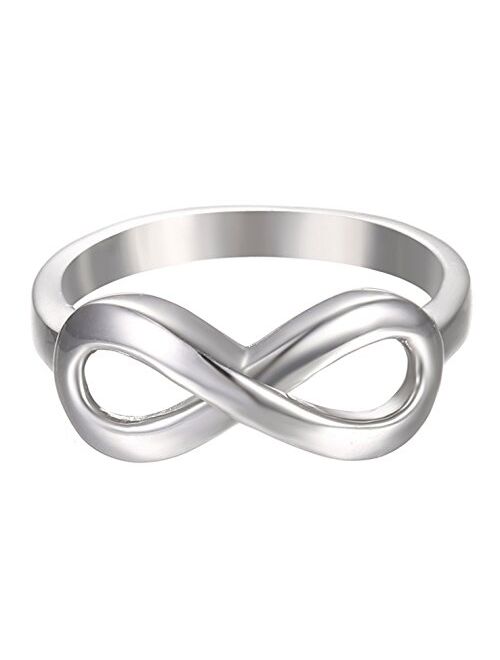 BORUO 925 Sterling Silver Ring High Polish Infinity Symbol Tarnish Resistant Comfort Fit Wedding Band Ring Size 4-12, Benefiting The American Red Cross