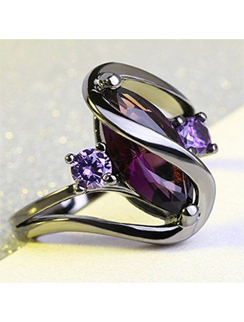ECYC Trendy Engagement Wedding Rings Women Horse Eye Cz Black Gold Rings