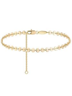 Mevecco Gold Star Charm Anklet,14K Gold Plated Boho Beach Dainty Cute Tiny Lucky Star Foot Chain Ankle Bracelet Silver Beaded Chain Anklet for Women
