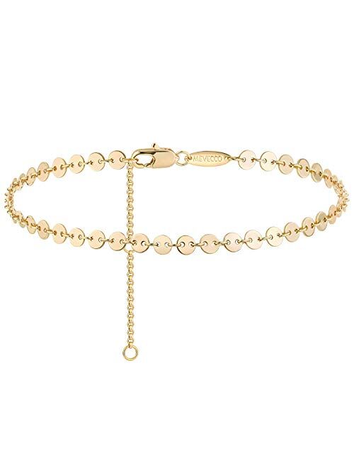 Mevecco Gold Star Charm Anklet,14K Gold Plated Boho Beach Dainty Cute Tiny Lucky Star Foot Chain Ankle Bracelet Silver Beaded Chain Anklet for Women