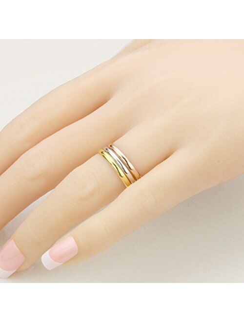 10K White/Yellow/Rose Gold 2MM Round Dome Wedding Band Ring