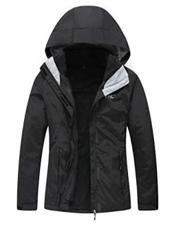Diamond Candy Women's Winter Ski Jacket, 3-in-1 Warm Waterproof Coat with Windproof Fleece Liner