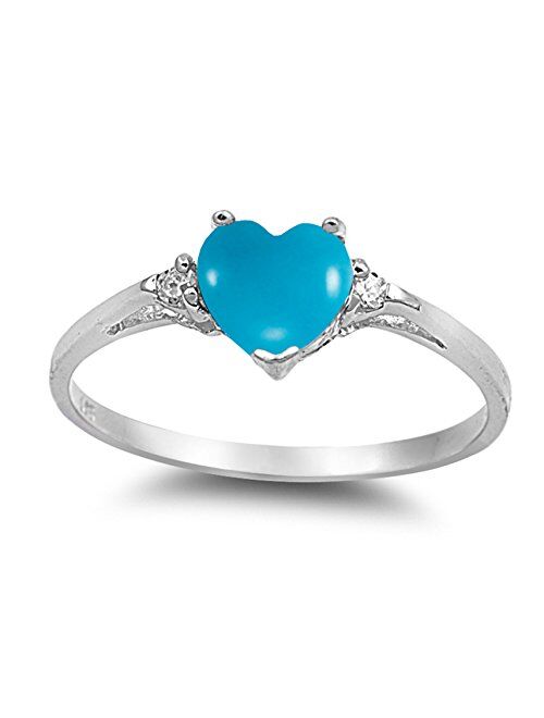 CHOOSE YOUR COLOR Sterling Silver Heart Promise Ring