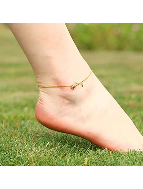 3UMeter Rose Gold Anklets for Women Beach Anklet Set for Teen Girls 925 Sterling Silver Infinite Anklet in Great Foot Bracelet Jewelry Gift