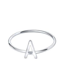 AoedeJ 925 Sterling Silver Stackable Initial Letter Rings Capital Letter Ring Charm Initial Band for Women