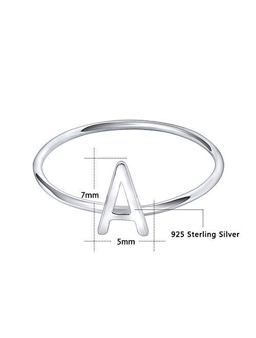 AoedeJ 925 Sterling Silver Stackable Initial Letter Rings Capital Letter Ring Charm Initial Band for Women