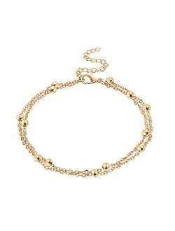 Fesciory Women Anklet Adjustable Beach Ankle Chain Gold Alloy Foot Chain Bracelet Jewelry Gift