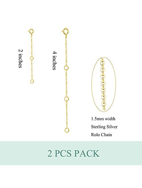 AOBOCO 925 Sterling Silver Chain Extenders for Necklace Bracelet with Gift Box
