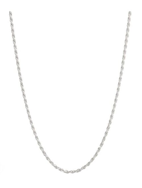 Sterling Silver 2mm diamond cut rope chain necklace- Made In Italy