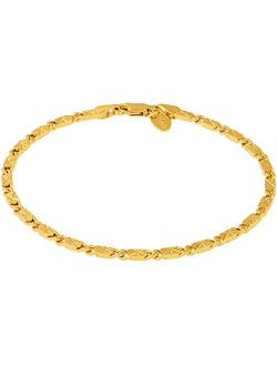 LIFETIME JEWELRY 4mm Diamond Cut Star Flat Link Chain Anklet 24k Real Gold Plated
