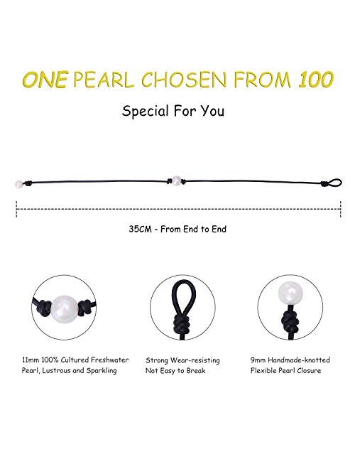 Aobei Single Cultured Freshwater Pearl Choker Necklace for Women Genuine Leather Jewelry Handmade