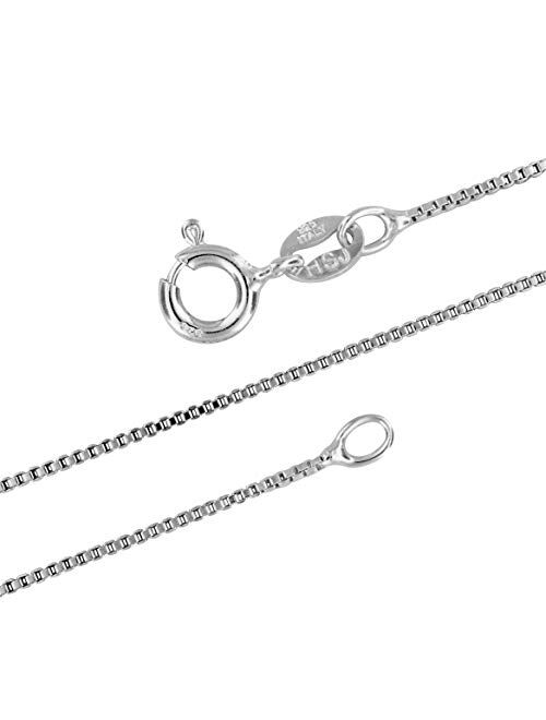 Sterling Silver 1mm Box Chain Necklace Bracelet Anklet Solid Italian Nickel-Free, 7-36 Inch