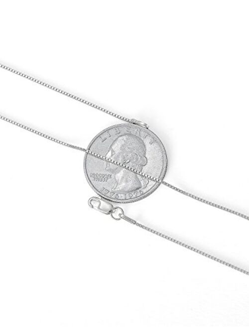 ASHINE 925 Sterling Silver 1mm & 0.8 Italian Box Chain Necklace 16