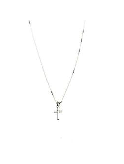 Sterling Silver Tiny Cross Charm Box Chain Nickel Free Necklace Italy