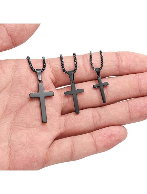 Stainless Steel Silver Gold Black Plain Cross Pendant Necklace Simple Jewelry Gifts M MOOHAM Cross Necklace for Men 16-24 Inches Chain