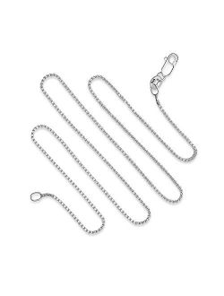 925 Sterling Silver 1MM Box Chain Italian Necklace Lightweight Strong - Lobster Claw Clasp 16" - 36"