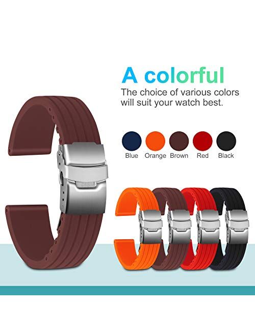 Ullchro Silicone Watch Strap Replacement Rubber Watch Band Waterproof Stripe Pattern Watch Bracelet
