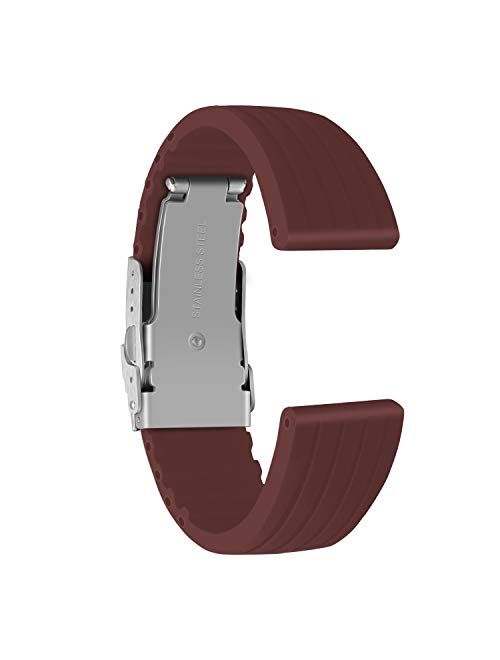 Ullchro Silicone Watch Strap Replacement Rubber Watch Band Waterproof Stripe Pattern Watch Bracelet