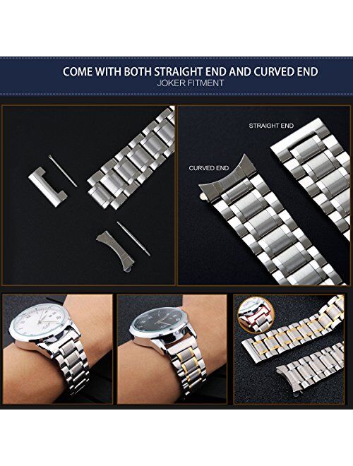 BINLUN Stainless Steel Watch Bands Replacement with Straight & Curved End Quick Release 6 Colors(Gold, Sliver, Black, Rose Gold, Gold-Silver Two Tone, Silver-Rose Gold) 9