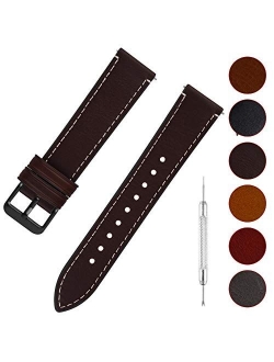 Quick Release Leather Watch Band, Fullmosa 6 Colors Wax Oil 14mm 16mm 18mm 20mm 22mm 24mm Leather Watch Strap