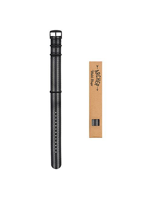 Archer Watch Straps - Seat Belt Weaved Nylon Premium Quality NATO Straps | Heavy Duty Military Style Replacement Watch Band | Choice of Color and Size (18mm, 20mm, 22mm)