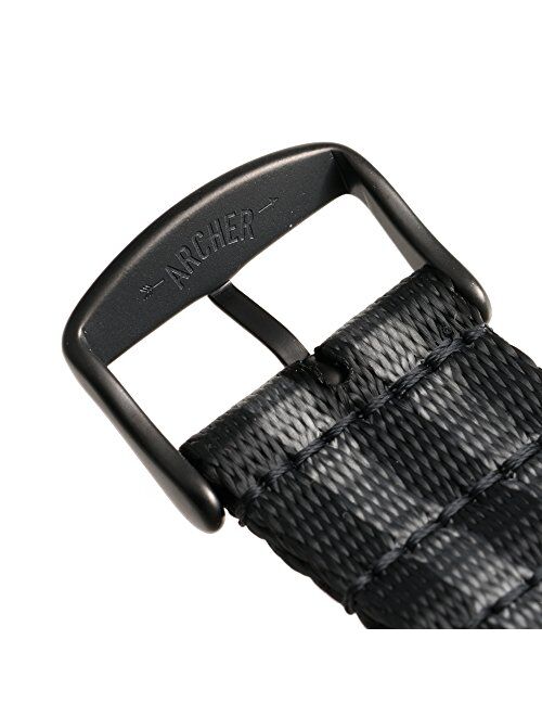 Archer Watch Straps - Seat Belt Weaved Nylon Premium Quality NATO Straps | Heavy Duty Military Style Replacement Watch Band | Choice of Color and Size (18mm, 20mm, 22mm)