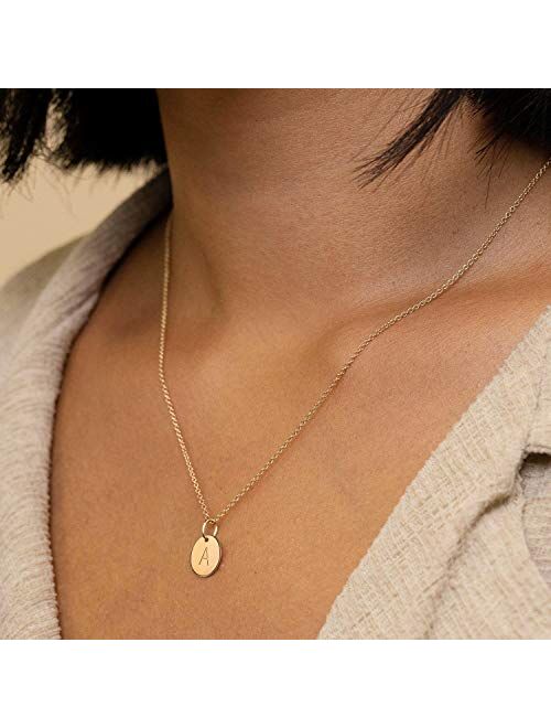 Befettly Initial Necklace,14K Gold-Plated Children Necklace Round Disc Double Side Engraved Hammered Name Necklace 16.5 Adjustable Personalized Alphabet Letter Pendant