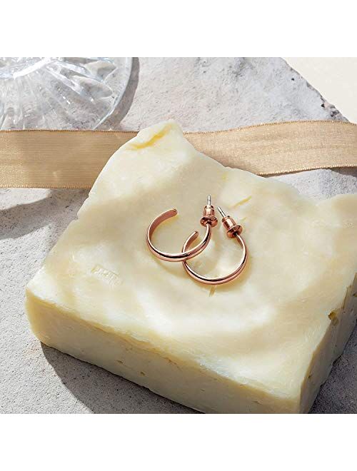 PAVOI 14K Gold Plated Silver Post Wide Flat Edge 40mm Hoop Earrings