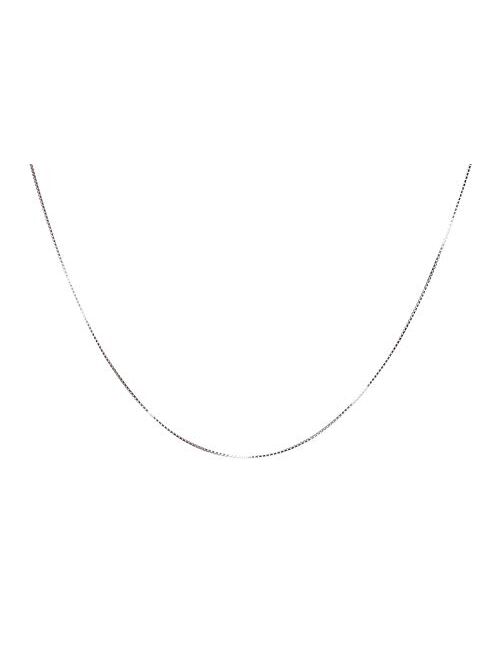 NAG.HC 925 Sterling Silver Chain 0.8MM Delicate Box Chain - Italian Necklace Chain - Tiny&Thin&Strong -Friendly Price & Quality 14"-30"