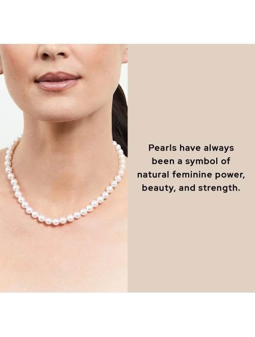 THE PEARL SOURCE White Freshwater Pearl Necklace for Women - Pearl Strand Necklace | Long Pearl Necklace with Genuine Cultured Pearls, 6.5mm-11mm