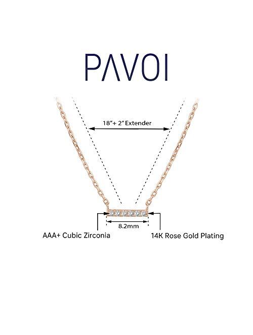PAVOI 14K Gold Plated Heart/Dot/Bar/Triangle Necklace | Layered Necklaces | Gold Necklaces for Women | 18" Length with a 2" Extension
