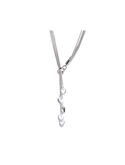 SOSUO 925 Sterling Silver Five-line Chain with Five-Heart Necklace