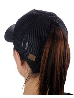C.C Ponycap Messy High Bun Ponytail Adjustable Glitter Mesh Trucker Baseball Cap