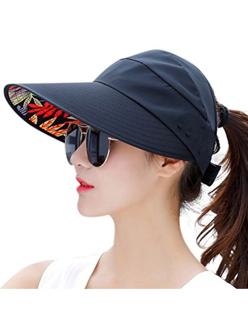 HINDAWI Sun Hats for Women Wide Brim Sun Hat Packable UV Protection Visor Floppy Womens Beach Cap