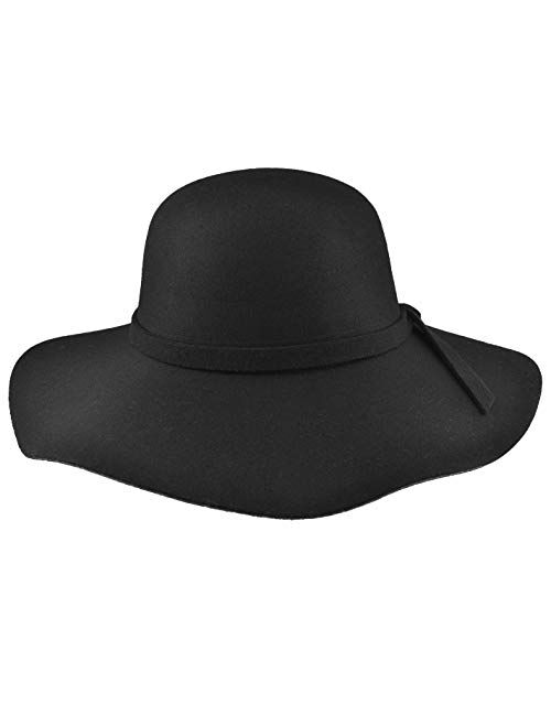 EINSKEY Womens Floppy Hat, Wool Felt Wide Brim Sun Hat Fedora Cloche Bowler Cap
