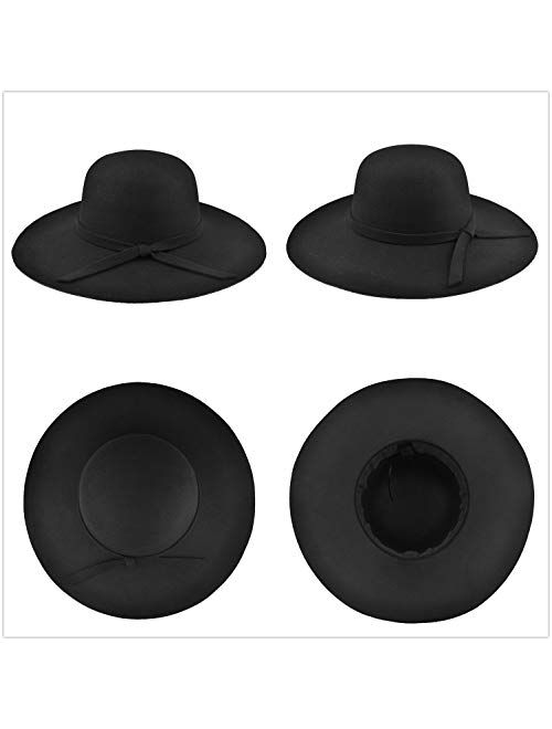 EINSKEY Womens Floppy Hat, Wool Felt Wide Brim Sun Hat Fedora Cloche Bowler Cap