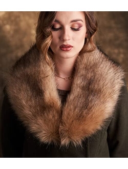 Futrzane Detachable Faux Fur Collar Wrap for Women - Retro Scarf - Like Real Fur
